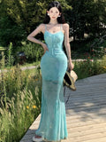 Nukty Sexy Spaghetti Strap Print Womens Dresses Elegant Sleeveless Bodycon Evening Party Long Dress Summer Slim Waist Vestidos Mujer