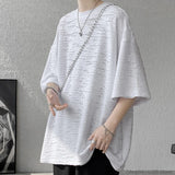 Nukty Summer Chic Fashion Holes T-Shirts For Men Clothing Short Sleeve O-Neck Loose Casual Solid Color Tee Shirt Homme Streetwear