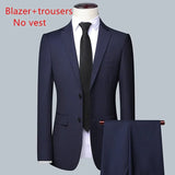 Nukty Men's Solid Color Business Suit High Quality Fashion Banquet Wedding Trend Groom Best Man Single 3/2/1