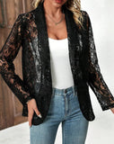 Nukty cute professional outfits Summer White Lace Hollow Out Women's Coat Solid Open Stitch Blazers Outdoor Business Jackets Lightweight Office Ladies Coats
