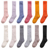 Nukty  Unisex Candy Coral Fleece Long Socks Women Plush Winter Warm Thick Thigh Stockings Lolita Thigh High Home Sleep Floor Sock