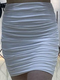 Nukty New Women Ruched Sexy Solid Wrapped Casual High Waist Mini Skirt
