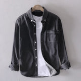 Nukty 100% Cotton Autumn New Long-sleeved Denim Shirt Men Fashion Casual High Street Male Clothes Top Classic Light Blue Black Gray