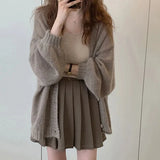 Nukty Autumn Winter Fashion Casual Women's Tees Simple Soft Knitted Sweater Gentle Warm Cardigan Coat Temperament Office-Lady
