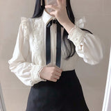 Nukty Women Cute Sweet Girls Preppy Style Tops Blouses Formal FLHJLWOC Office Lady Basic White Button Shirts