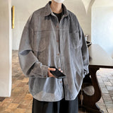 Nukty Fashion Lapel Button All-match Solid Shirts Coats Men's Clothing Spring New Loose Casual Long Sleeve Tops Korean Shirt