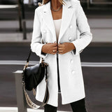 Nukty Autumn and Winter Long-sleeved Suit Collar Double-breasted Coat Coat Women's Woolen