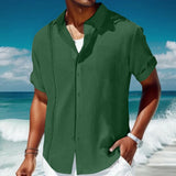 Nukty Japanese street fashion men High Qualit Men's Shirt Mens Cuban Guayabera Shirt Short Sleeve Summer High Street Pocket Korean Style Male Hipster Handsome