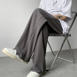 Nukty Summer Pleated Pants Men Fashion Oversized Ice Silk Pants Men Japanese Streetwear Hip-hop Loose Straight Pants Mens Trousers