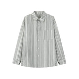 Nukty spring New Long sleeved Shirt Men Fashion Social Mens Dress Shirt Korean Loose Casual Striped Shirts Mens Formal Shirt