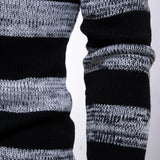 Nukty Autumn Winter Fashion Stripe Sweaters High Neck Long Sleeve Thermal Pullovers Male Slim Pullover Stretch Knit Sweaters 3XL-S