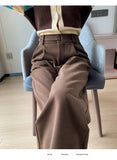 Nukty Autumn Winter Woolen Women's Wide Leg Pants New High Waist Button Vintage Korean Casual Loose Trousers Female