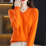 Nukty Cashmere Sweater Women's Knitting Sweater 100% Pure Merino Wool Winter Fashion Basic V-neck Chic Top Autumn Warm Pullover