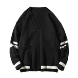 Nukty Autumn and Winter Cardigan Sweater Men Ins Hong Kong Wind Loose Lazy Wind V-neck Sweater Korean Version of the Trend Everything