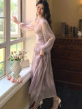 Nukty New Elegant Chic French Pleated Solid Dress Puff Sleeves Slim Wasit Midi Women's Dresses Party Prom Female Clothes Mujer