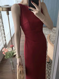 Nukty Women Spaghetti Strap Sleeveless Solid Sexy Dresses Summer New Fashion Office Lady Female Elegant Evening Party Midi Dress