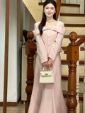 Nukty DRESS TO IMPRESS Insozkdg Spring Autumn French Style Pink Tweed Blazer + Mermaid Skirt Two-Piece Sets Women Female Office Lady Skirts Suits New