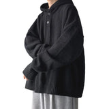 Nukty Men Pullover Hoodie Korean Style Classic Solid Color Casual Hoodies Oversized Loose Hooded Knitwear Mens Knitted Pullovers