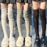 Nukty Solid Color Thigh High Stockings Women Trendy Casual Over The Knee Female Long Socks Thermal Warm Cotton Tall Tube Leggings