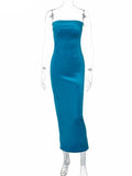 Nukty Fashion Velvet Sleeveless Strapless Bodycon Maxi Dress Party Club Women 2024 Summer Elegant Backless Evening Long Dresses