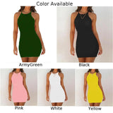 Nukty Ribbing Bodycon Summer Dress Sexy Vest Sleeveless Tank Club Party Mini Dress Ladies Solid Skinny Elegant Womens Dresses
