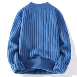 Nukty Autumn Winter Knitted Sweaters Men Fashion Casual Knitting Clothing O Neck Blue Black Pullovers Mens Warm Solid Sweater Man