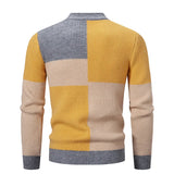 Nukty Men’s Mock Neck Pullovers Youthful Vitality Fashion Patchwork Knitted Sweater Men Slim Casual Pullover Autumn Wintr Knitwear Man