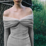 Nukty Sexy Elegant Off Shoulder A-line Long Sleeve Mini Dress 2025 Summer Dress Women 50% Off Hot Sale Limited Time Offer