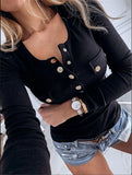Nukty FALL OUTFITS Popular Fashion High-quality Women's Fall New Women's Long-sleeved Casual Button T-shirt Large Size Thin Solid Color Blouse