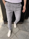Nukty Men's Drawstring Sweatpants Fashion Crease Details Street Style Elastic Waist Head Jogger Daily Casual Pants Light Business