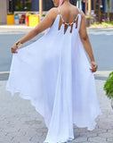 Nukty Elegant Dresses for Women Cutout O-Ring Decor Asymmetrical Casual Dress New Fashion Summer Casual Female Clothing Outfits