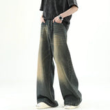 Nukty Men Loose Casual Denim Pants Male Fashion Casual High Waist Straight Wide Leg Trousers High Street Baggy Denim Long Pants