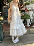 Nukty  Summer Befree Long Vintage Casual Ruffles Elegant Maxi Strap Camis Silky Beach Lace Elegant Party Dress Vestidos Sexy Women