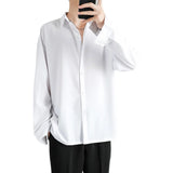 Nukty Shirt Men Solid  Long sleeved Shirt For Men Korean Fashion Shirts Comfortable Blouses Casual Loose Classic Single Breasted Shirt