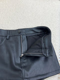 Nukty Spring Summer Black Short Sexy Soft Mini Faux Leather Skirt Women with Pockets High Waist Hot Girl Runway Fashion