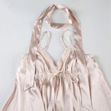Nukty Kawaii Bandage Lace Pink Camisole Women Sexy Sweet Patchwork Satin Crop Tops with Slit Summer y2k Vintage Tank Tops Cute