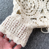 Nukty Bohimian Sweater Women O-neck Lantern Sleeve Tassel Female Causal Crochet Tops Ladies Knitted Hollow Out Sweaters Dropshipping