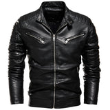 Nukty Winter Black Leather Jacket Men Fur Lined Warm Motorcycle Jacket Slim Street Fashion BLack Biker Coat Pleated Design Zipper