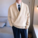 Nukty  Mens Sweaters Autumn Winter Fashion Big V-neck Personality Knitted Sweater Men's Casual Loose Pullovers Sweaters Male Coat