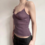 Nukty Vintage Solid Strap Top Retro Floral Stitching Sleeveless Slim-fitting Crop Tops Women Summer Casual Knitted Tees Grunge