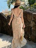 Nukty Women Elegant Backless Sexy Long Dresses Summer New Fashion Bodycon Ruffles Party Dress Holiday Beach Club Female Split Vestidos