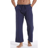Nukty New Men's Casual Linen Pants Solid Color Breathable Yoga Cotton Trousers Male Casual Elastic Waist Drawstring Fitness Pants