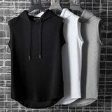 Nukty 2024 Brand New Men's Tank Tops Vest Sleeveless Tees For Male Hooded Man Vests Tops Hip Hop Men Tank Top T shirt