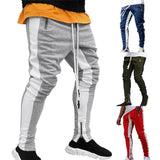 Nukty Men's Sports Joggers Pants Zipper Patchwork Casual Stitching Pants Fitness Bottoms Skinny Sweatpants Gyms Male Track Pants M-3XL