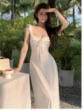 Nukty Sexy Korean Chic Ruffles Midi Dress Red Elegant Lace-up Backless Slim Wasit Flying Sleeves Women's Dress Basics Office Lady New