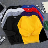 Nukty Harajuku Sweatshirts Men's Autumn Korean Solid Color Fleece Oversized Pullovers Casual O Neck Basic Tops Hip Hop Streetwear