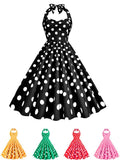 Nukty Woman Retro Dresses Audrey Hepburn 1950s 60s Rockabilly Polka Dot Bow Pinup Ball Grown Party Robe Vestidos
