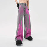 Nukty Coated Jeans Men's American High Street Wasteland Gray Wide-leg Pants Men Women A-type Smoke Gray Floor Pants 2025