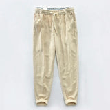 Nukty 7 Colors Men's Cotton Linen Pants Male Spring Summer Casual Solid Color Thin Linen Cargo Trousers Streetwear M-XXXL