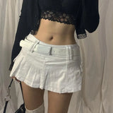 Nukty Goth Pastel Micro Skirts Low Rise Black Pocket Patchwork A-Line Skirt Aesthetic Outfit Vintage Harajuku Streetwear Style y2k